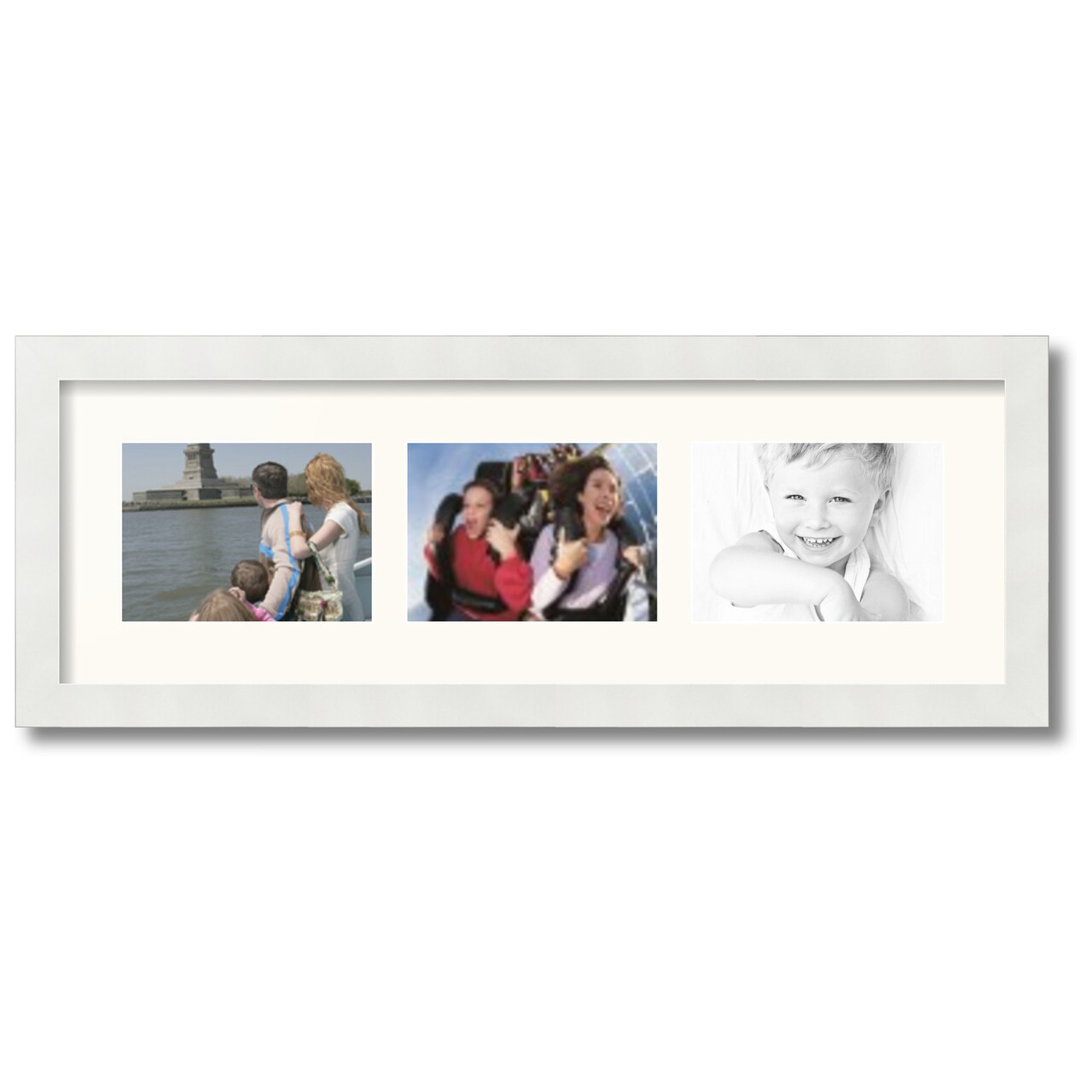 ArtToFrames Collage Photo Picture Frame with 3 - 5x7 inch Openings, Framed in White with Over 62 Mat Color Options and Plexi Glass (CSM-3966-2135)